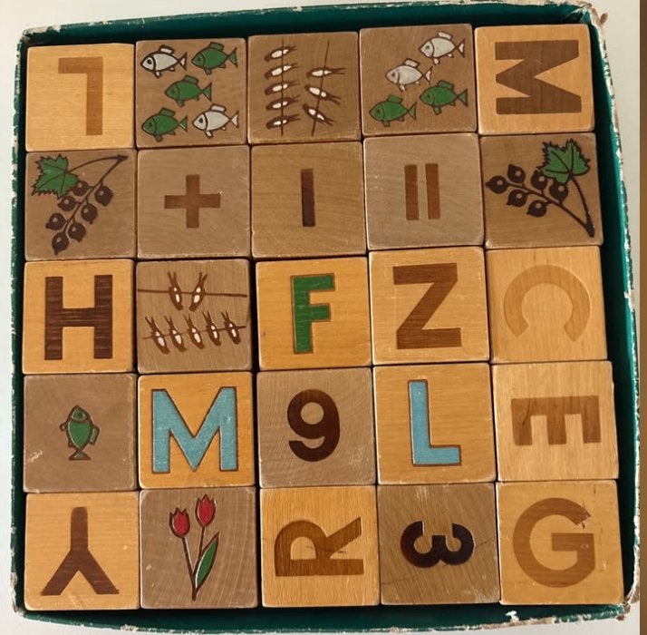 Vintage Houten Leerblokken / Letterblokken, Enlèvement ou Envoi