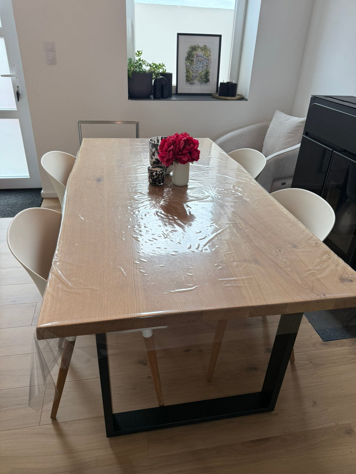 Table salle à manger en chene, Quatre personnes, 150 à 200 cm, Comme neuf, Enlèvement
