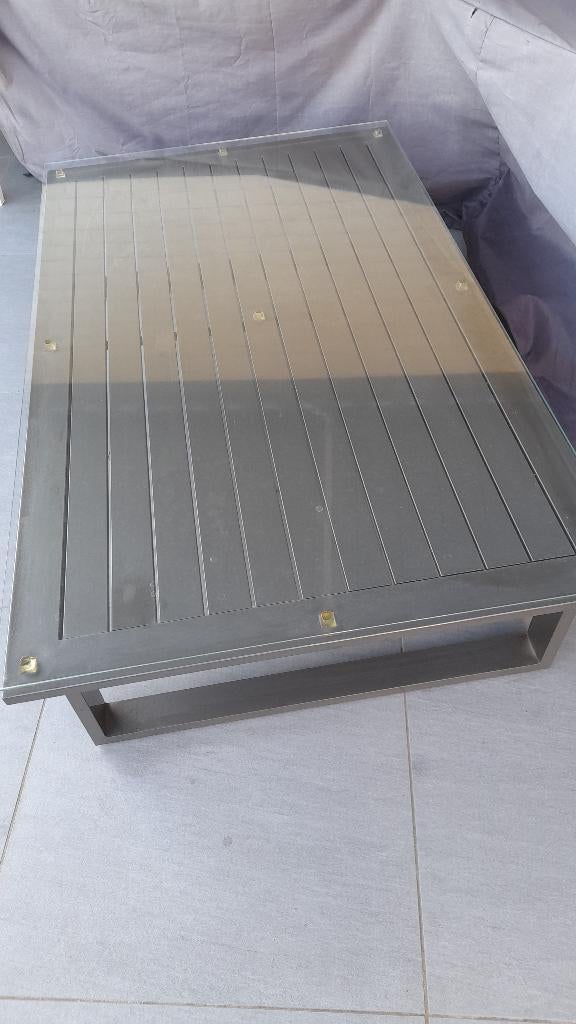 Loungetafel in aluminium, Tuin en Terras, Tuinsets en Loungesets, Ophalen, Aluminium, Bijzettafel