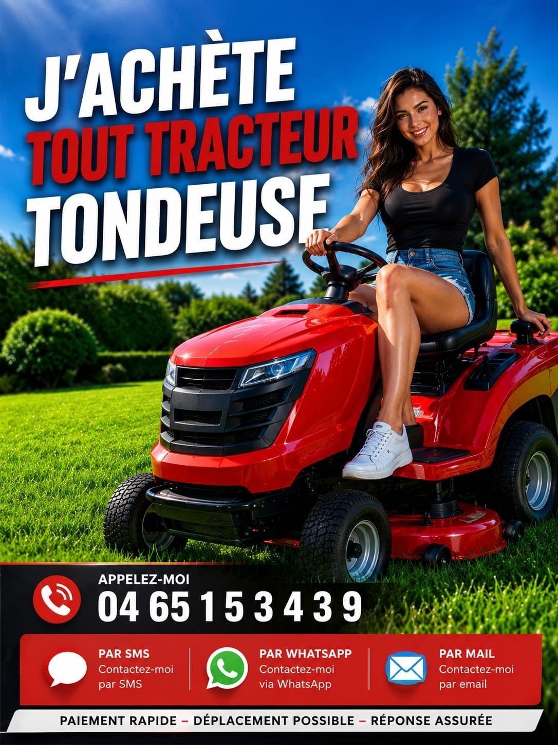 J’ACHÈTE TOUS LES TRACTEURS TONDEUSES ! 

J’achète tous, Enlèvement ou Envoi