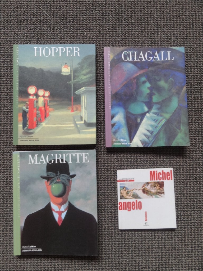 4 boeken kunst Hopper Chagall Magritte Michelangelo, Verzenden, Gelezen, Schilder- en Tekenkunst