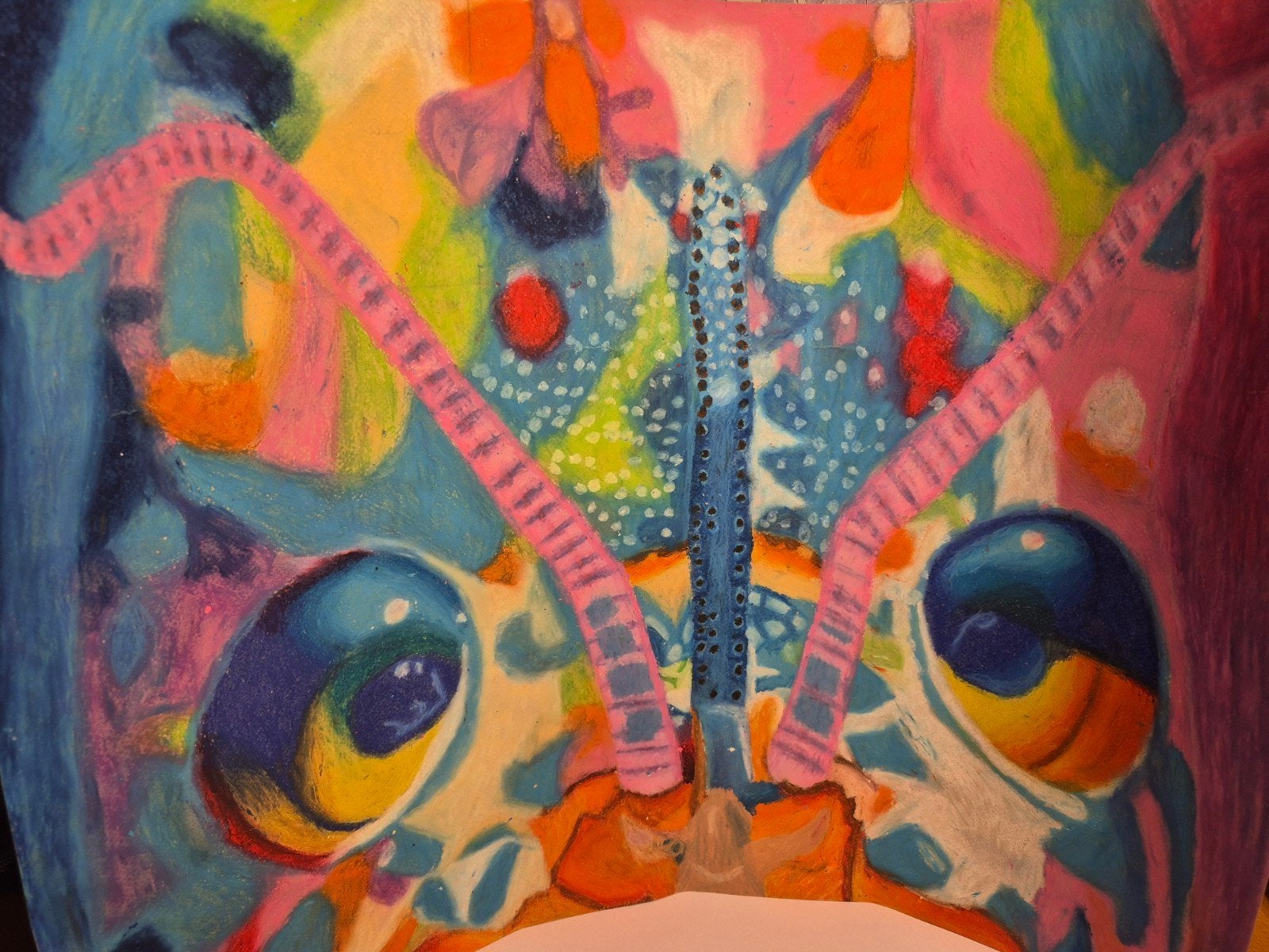 Œuvre d'art pop art colorée faite à la main, Enlèvement, Reproduction, Dessin à la craie, Fait main