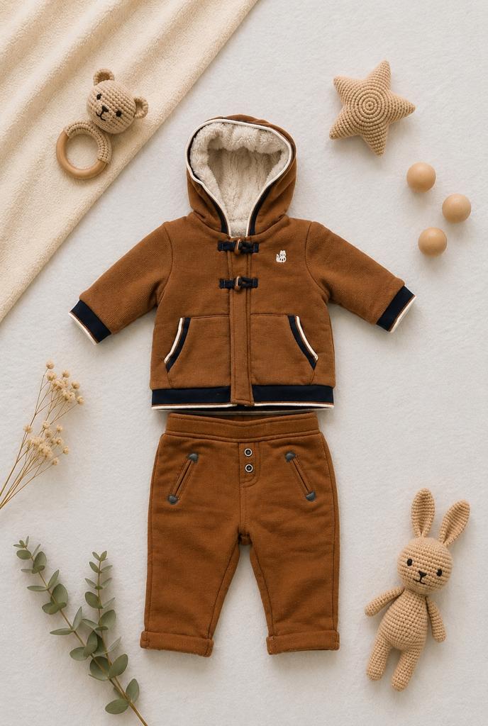 Ensemble gilet + pantalon marron 6 mois, Enfants & Bébés, Vêtements de bébé | Autre, Enlèvement, Comme neuf