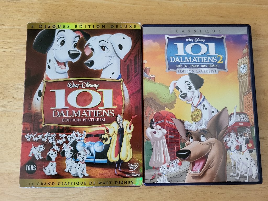 Lot DVD Disney Les 101 Dalmatiens 1 & 2, Matériel bonus, Tous les âges, Animation, Américain