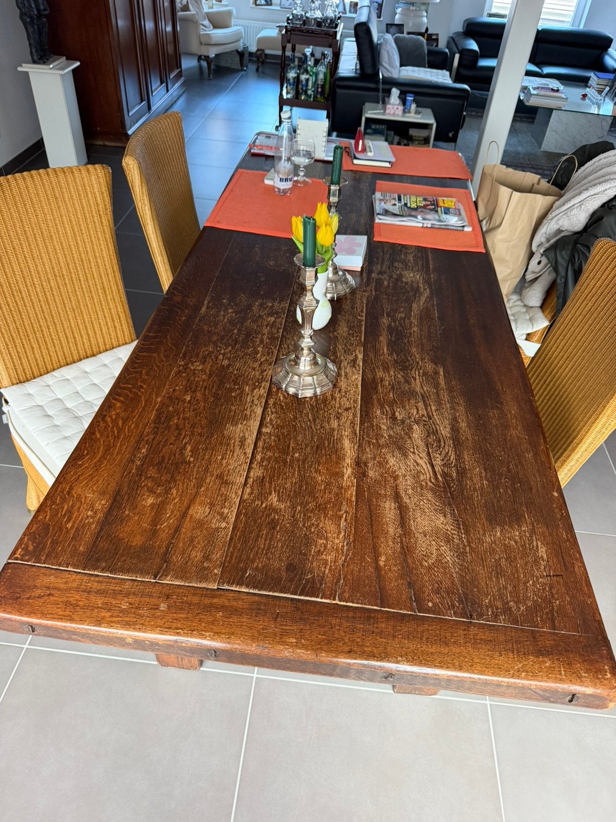 Table et 6 chaises en chêne, Neuf, Cinq personnes ou plus, Enlèvement, Chêne