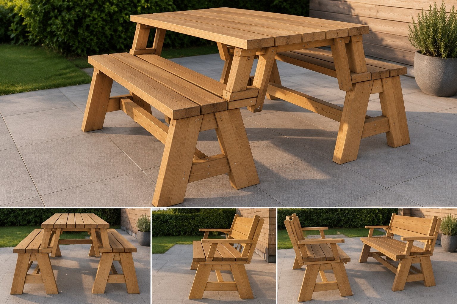 Handgemaakte inklapbare tuinbank / Folding bench (Op maat), Enlèvement