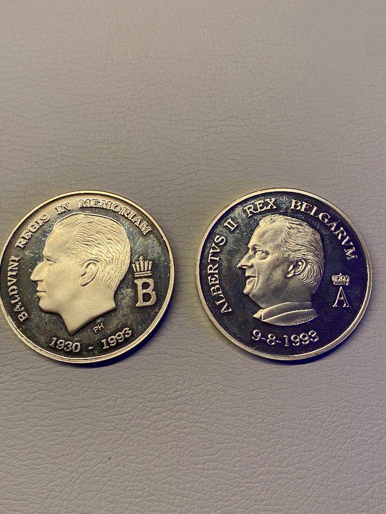 Zilveren Munten ,Albert en Boudewijn, Postzegels en Munten, Setje, Zilver, Ophalen of Verzenden, Zilver
