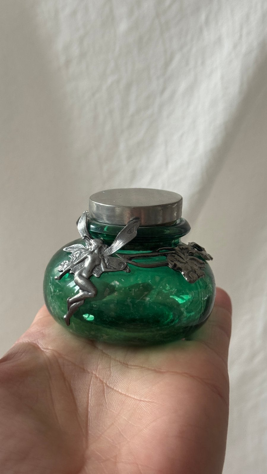 Incroyable boite etain et verre art nouveau, Enlèvement ou Envoi, Utilisé