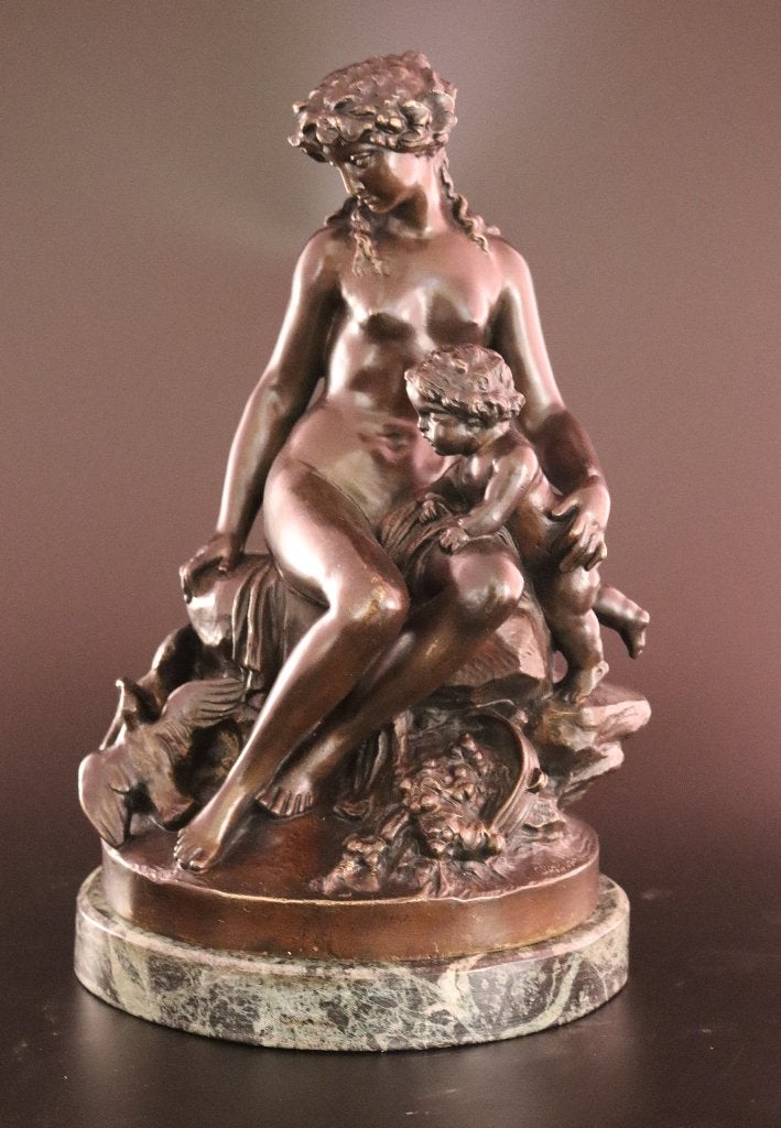 Antiek bronzen beeld Clodion, Ophalen of Verzenden, Gepatineerd, Beeld, Groen