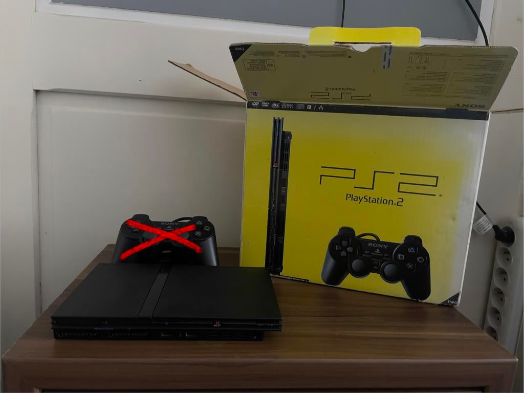 PlayStation 2 Slim + 14 games, Games en Spelcomputers, Spelcomputers | Sony PlayStation 2, Ophalen, Gebruikt, Zwart, Met games