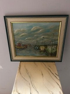 Schilderij Havenzicht, Ophalen, Minder dan 50 cm, Oorspronkelijke maker, Zo goed als nieuw