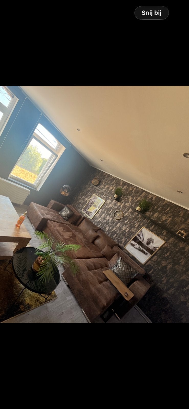 Leren bruine zetel, Huis en Inrichting, Ophalen