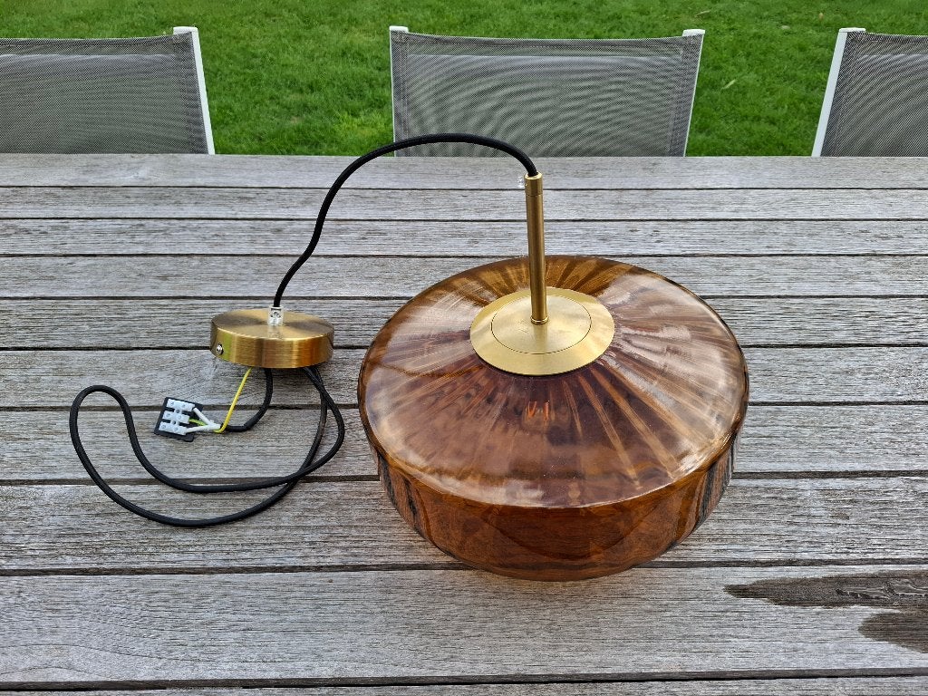 Retro look hanglamp, Ophalen, E27 (groot), Zo goed als nieuw, Glas