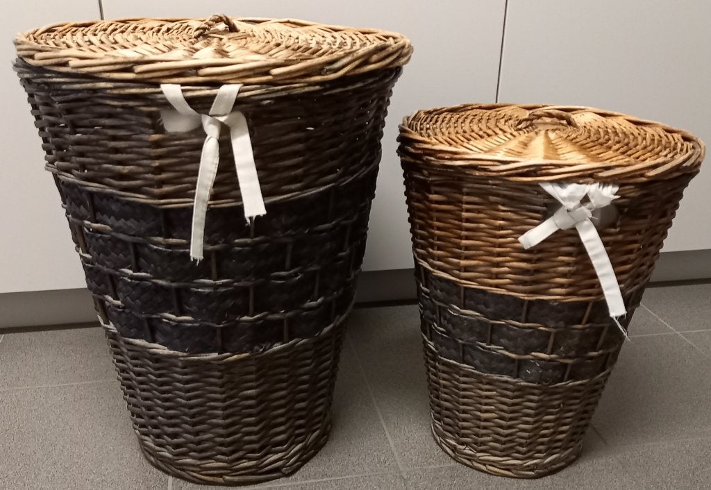 Set rieten linnenmanden, Ophalen, Gevlochten, Mand, Rond