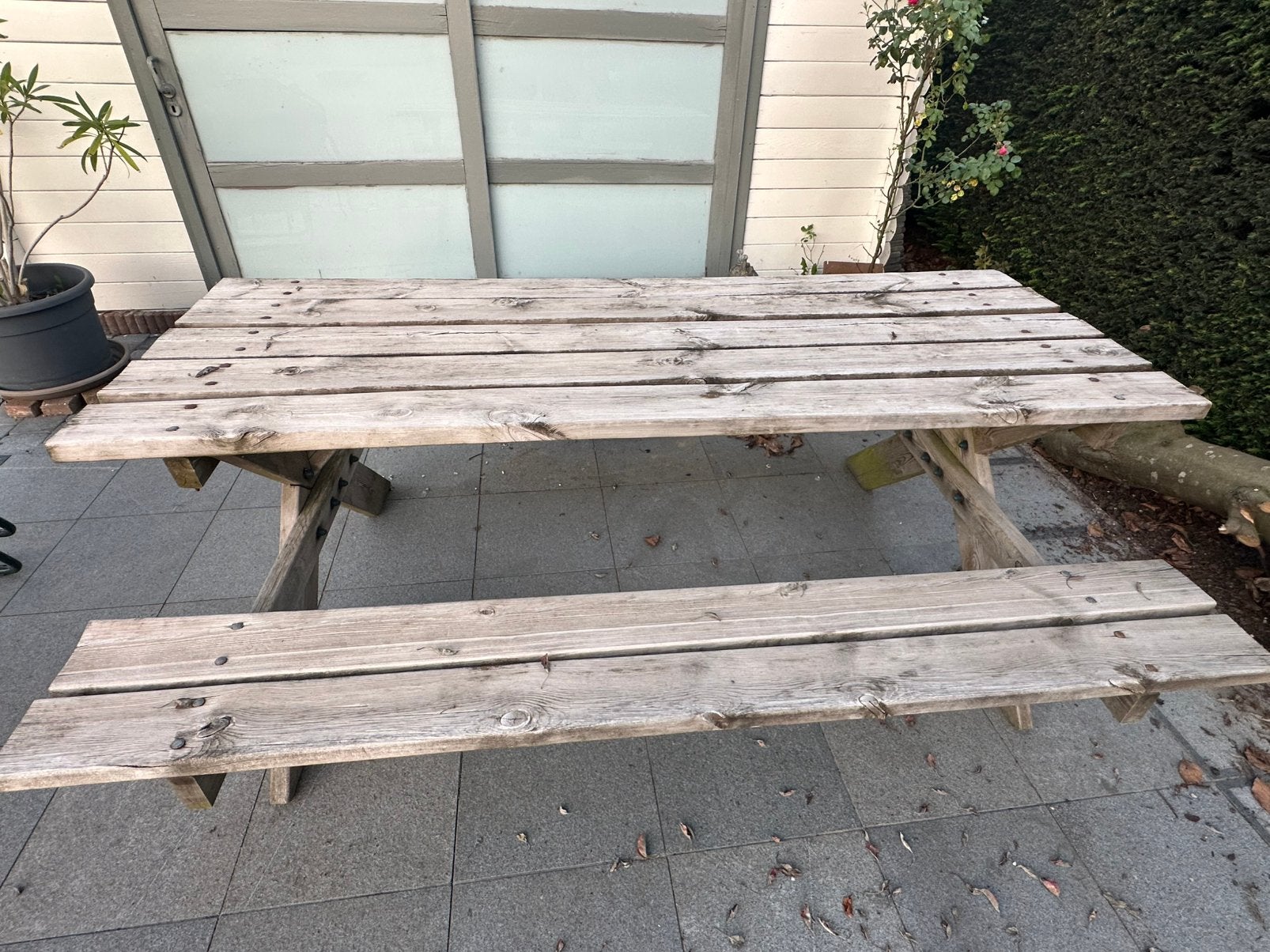 Houten picknicktafel, Ophalen, Gebruikt, Rechthoekig, Hout