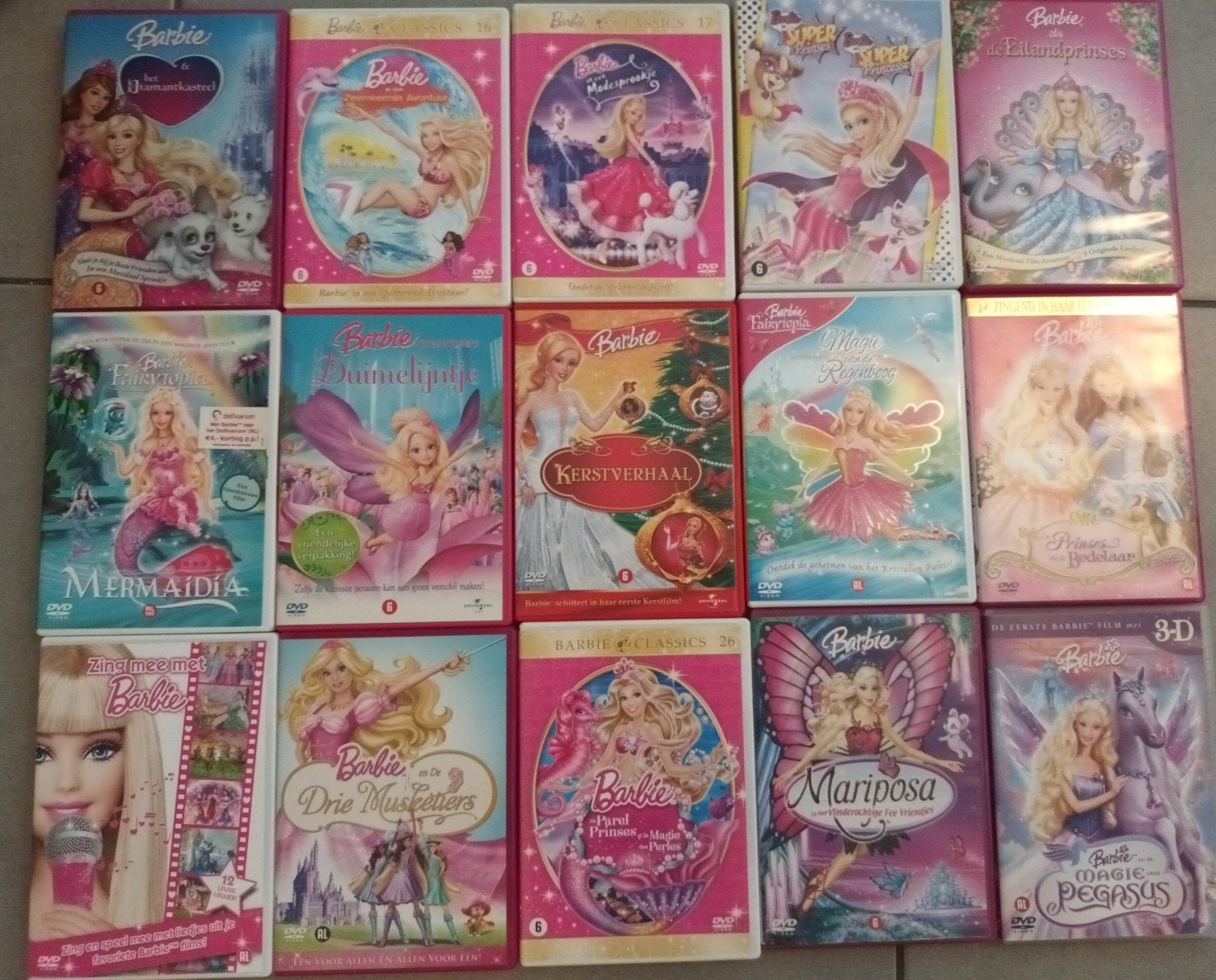 15 dvds Barbie, Ophalen of Verzenden