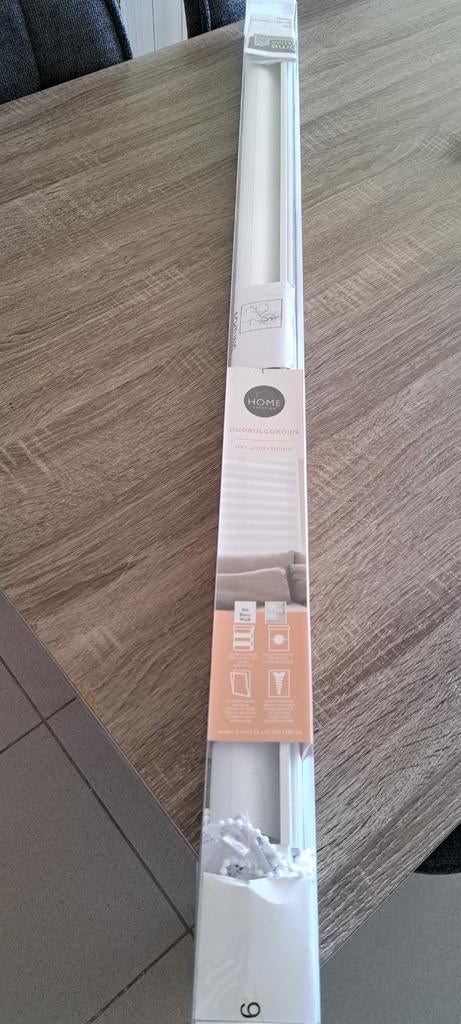 Duo rolgordijn wit doorlatend met strepen, Huis en Inrichting, Ophalen, Wit