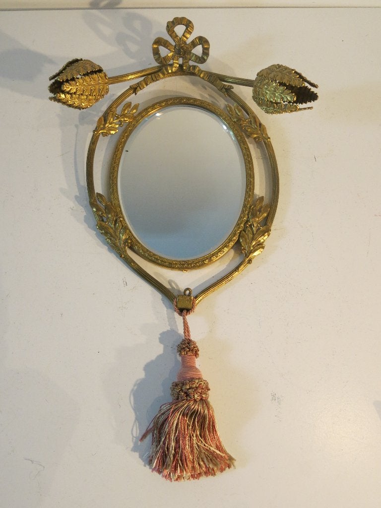 Antieke Louis XVI-stijl Wandspiegel – Massief Messing, Ophalen of Verzenden