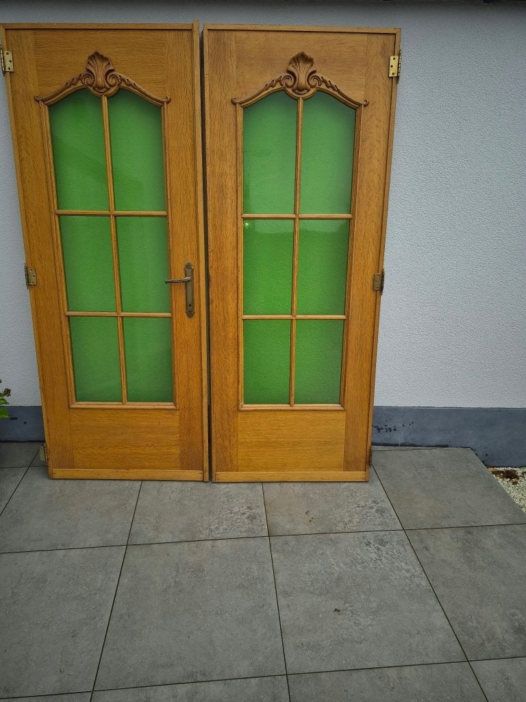 Dubbele eiken deur, Doe-het-zelf en Bouw, Ophalen, Gebruikt, 120 cm of meer, Binnendeur