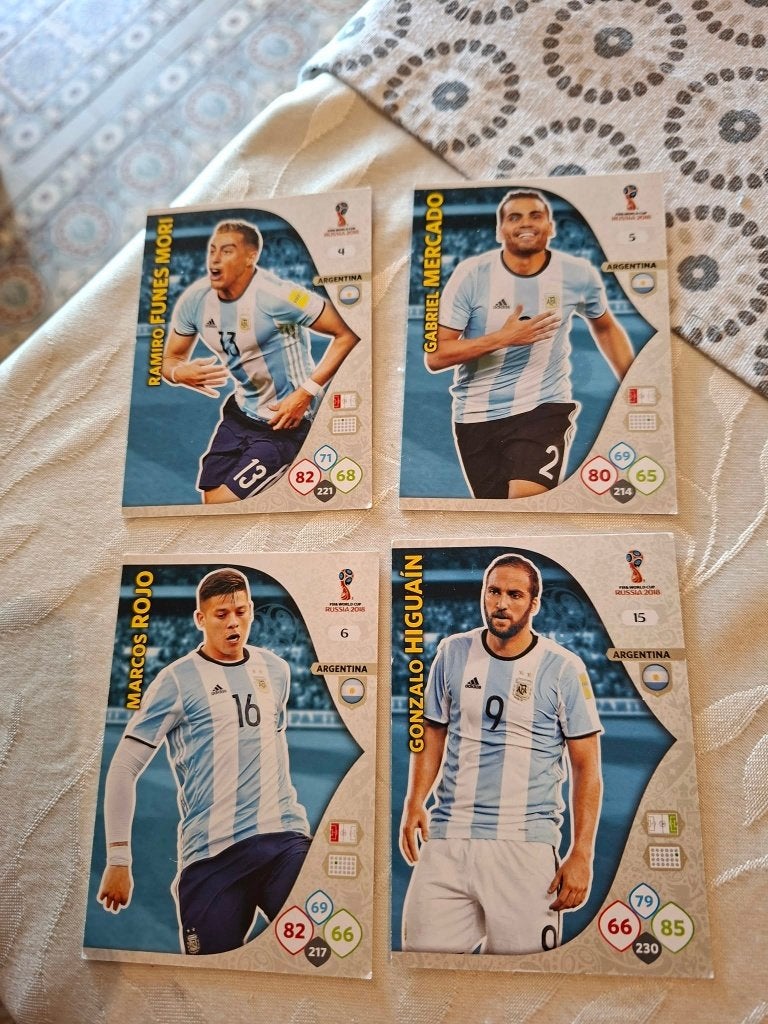 4 Voetbalkaarten/Panini/Argentinië/FIFA World Cup 2018, Verzamelen, Ophalen of Verzenden, Zo goed als nieuw, Spelerskaart