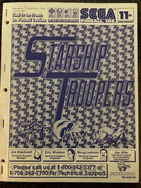 FLIPPER SEGA STARSHIP TROOPERS MANUEL + SCHÉMAS + FLYER, Collections, Machines | Flipper (jeu), Neuf, Enlèvement ou Envoi, Sega