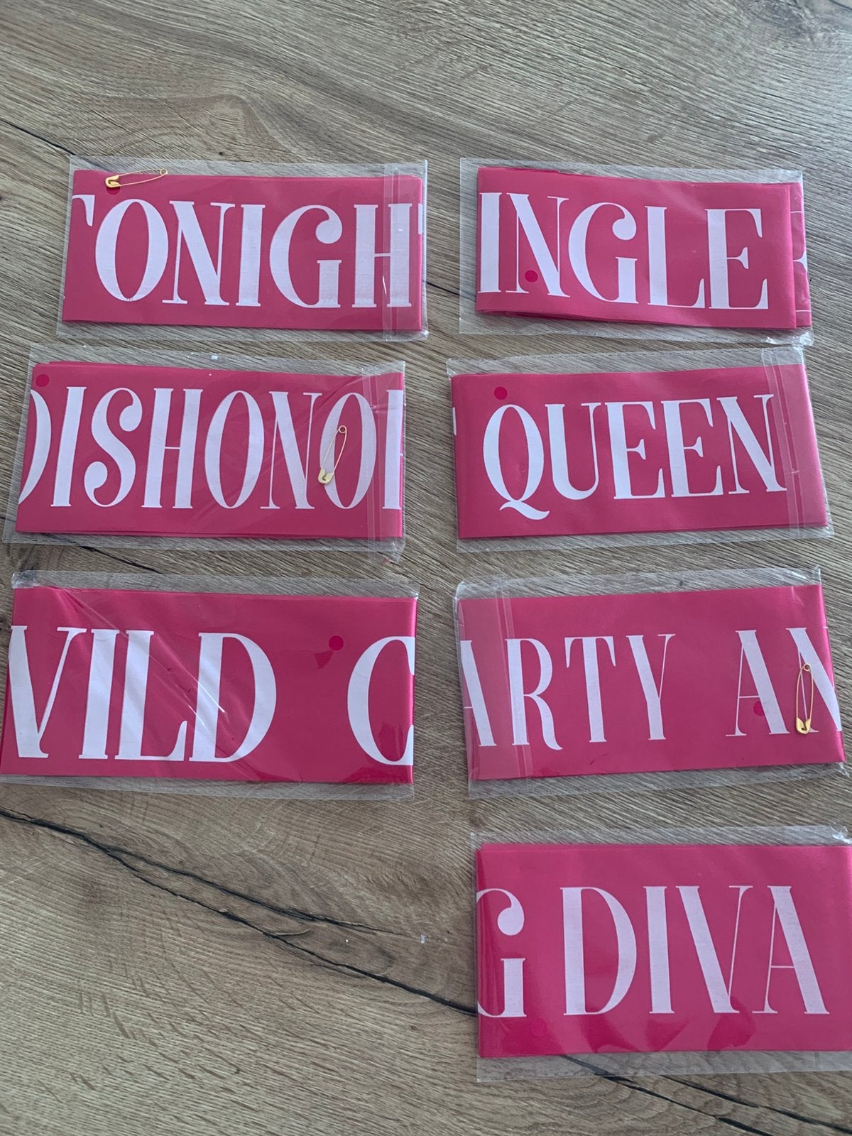 Set 7 bachelorette party / vrijgezellenfeest roze lintjes, Ophalen of Verzenden, Zo goed als nieuw