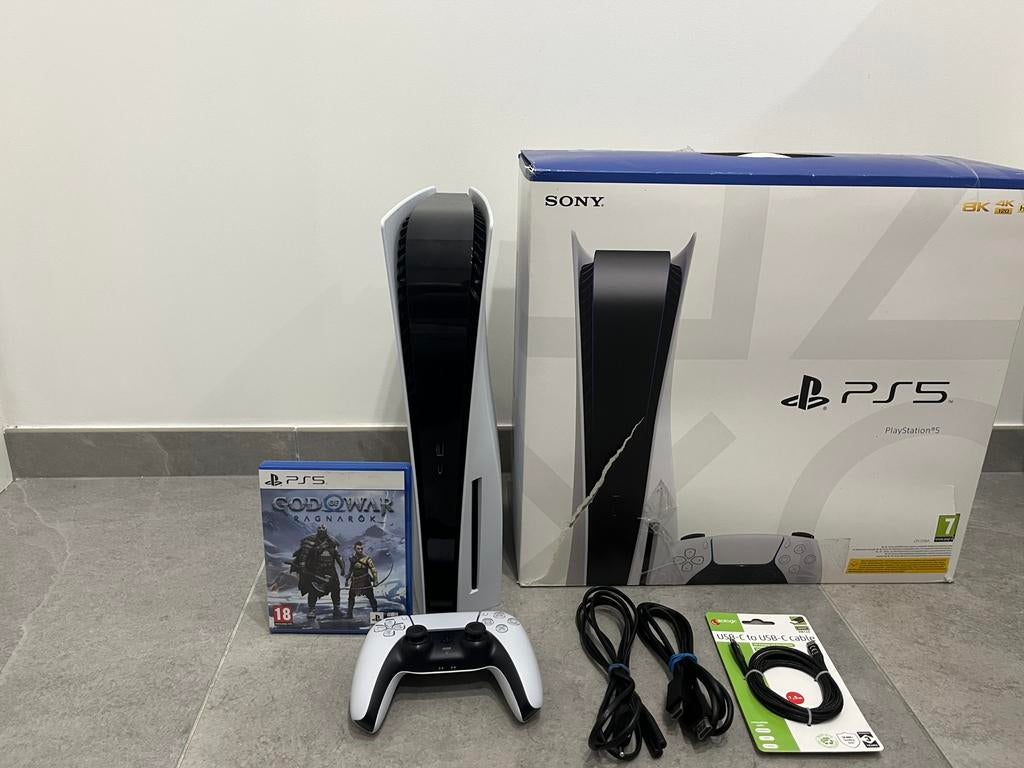PS5 Disc Edition + 1 Controller + 1 Game, Games en Spelcomputers, Ophalen, Zo goed als nieuw, Playstation 5