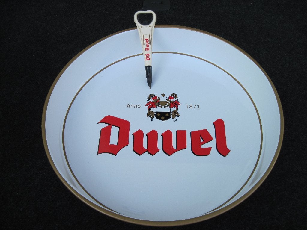 Duvel dienblad + aftrekker uitstekende staat., Verzamelen, Ophalen of Verzenden, Duvel