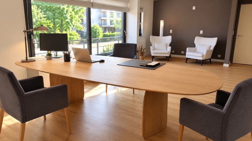 table de salle à manger design en chêne ou bureau, Comme neuf, 100 à 150 cm, Enlèvement, Chêne