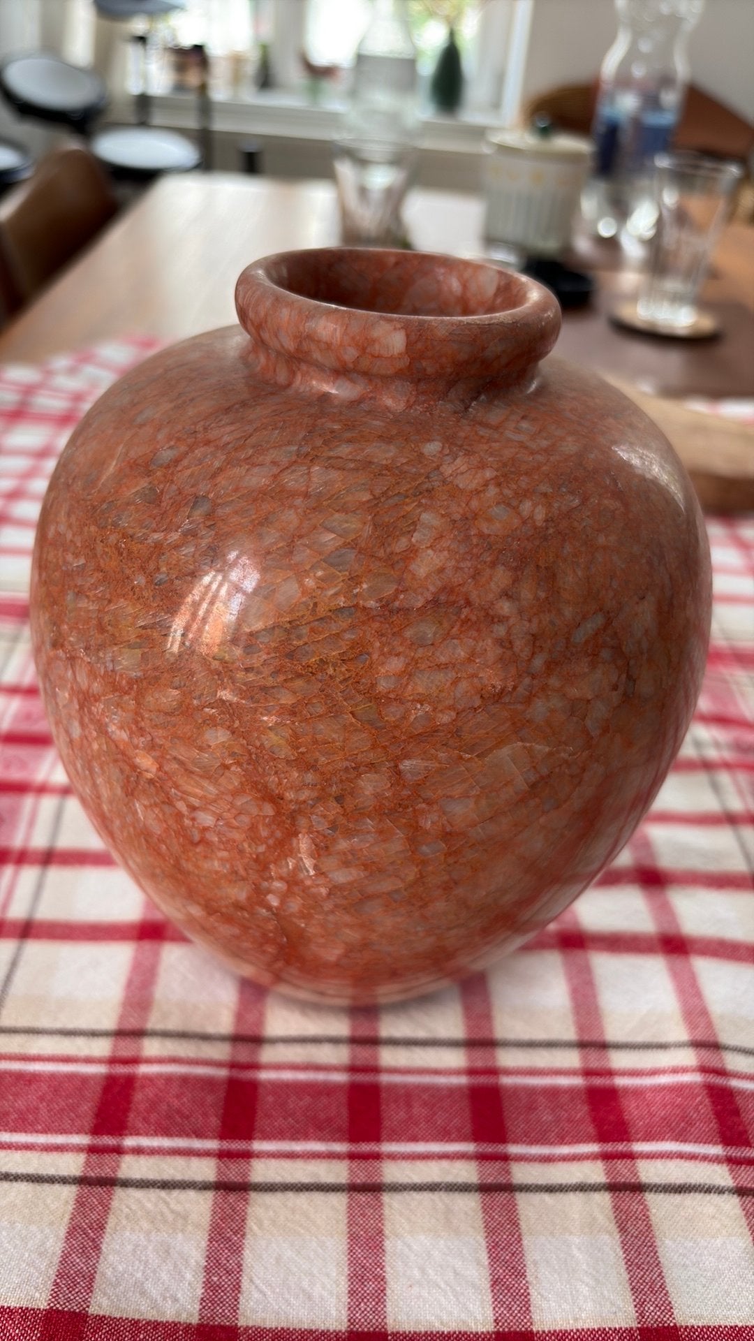 Vase comme neuf 18 cm, Maison & Meubles, Rouge, Comme neuf, Enlèvement, Convient pour l'extérieur