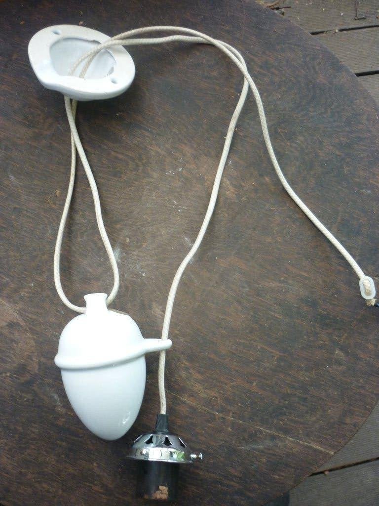 Suspension de lampe réglable en porcelaine vintage, Maison & Meubles, Enlèvement ou Envoi, Comme neuf, Autres matériaux, Autres types