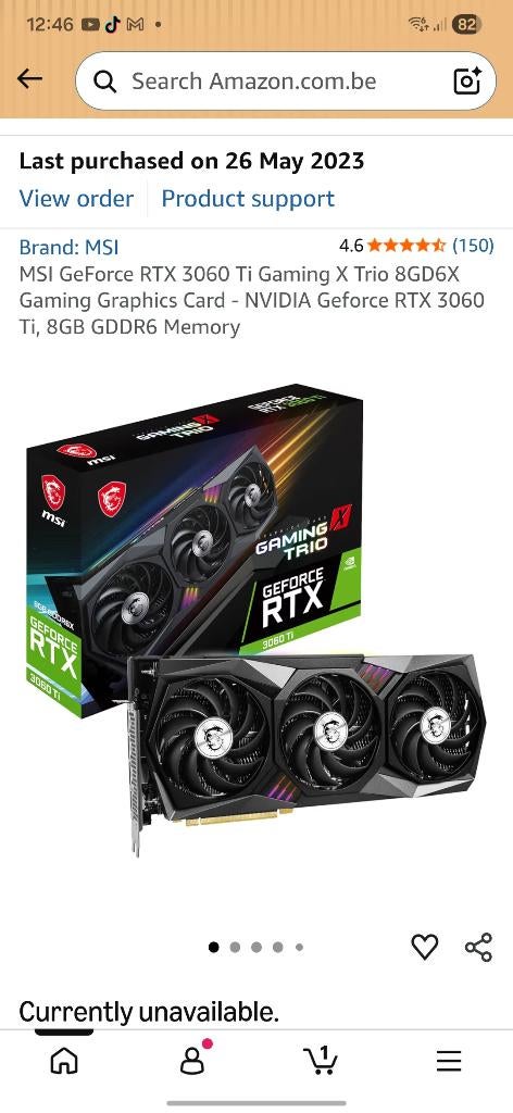 Graphics card Gaming trio x, Informatique & Logiciels, Cartes vidéo, GDDR6, Comme neuf, Enlèvement, HDMI