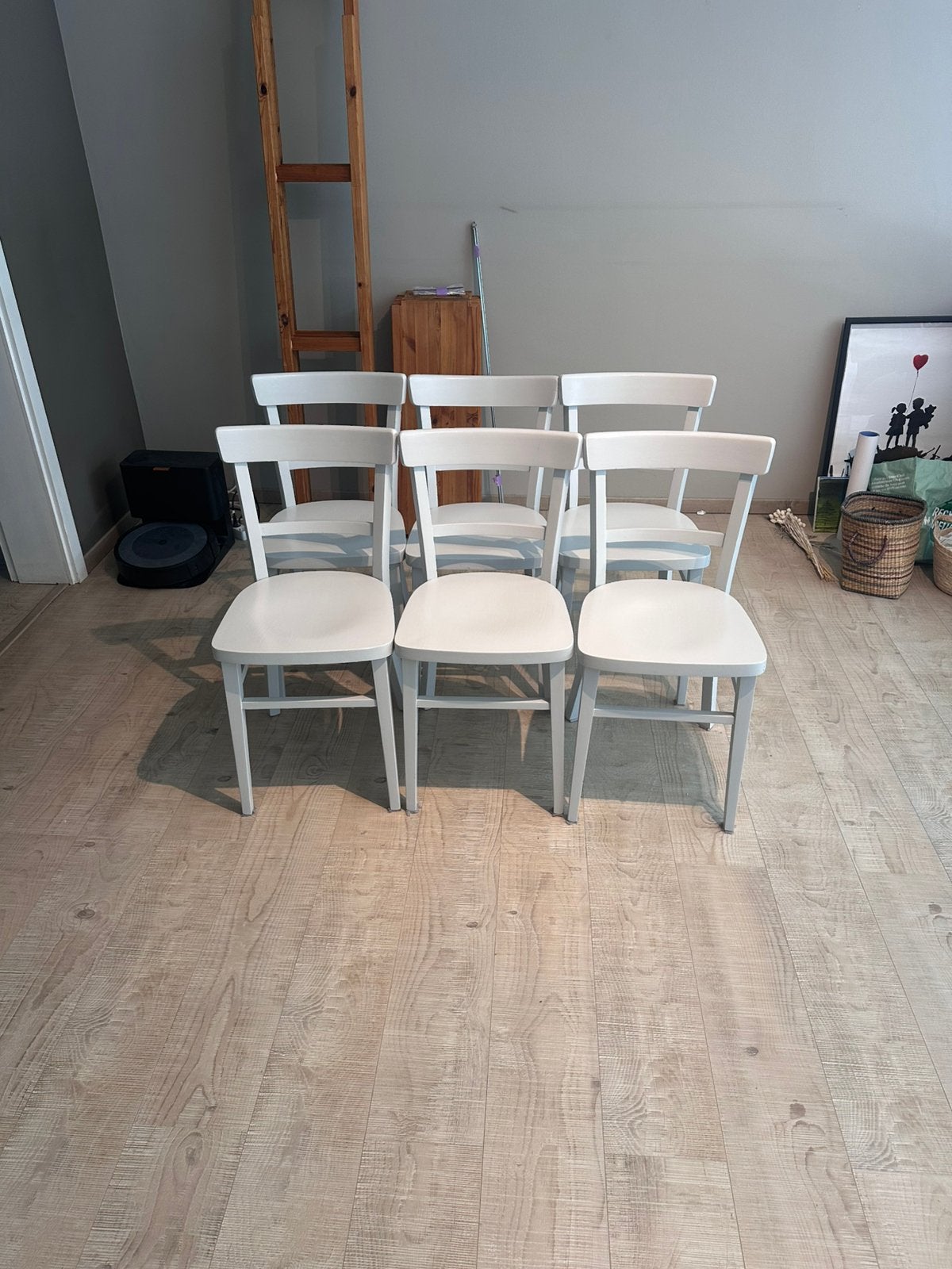 Lot de 6 chaises en bois bon état, Enlèvement, Blanc, Bois, Cinq, Six Chaises ou plus