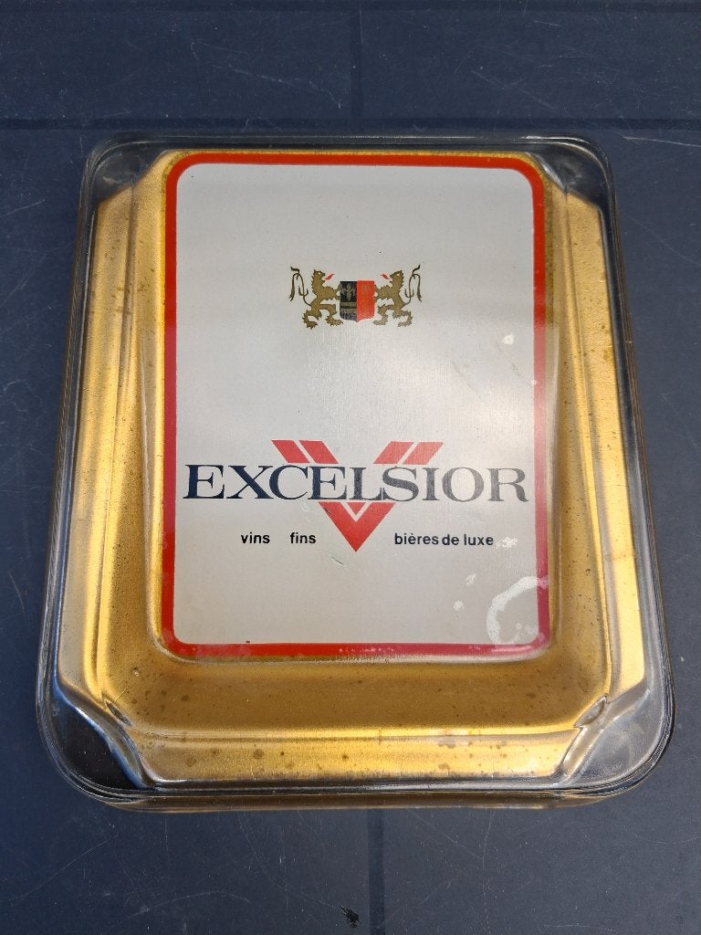 ancien bol à billets en verre BEER EXCELSIOR.., Enlèvement ou Envoi, Comme neuf, Panneau publicitaire