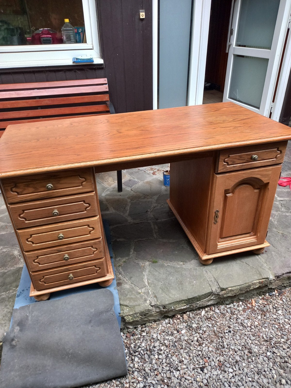 bureau en bois, Maison & Meubles, Enlèvement, Utilisé, Brun, Bureau-armoire combiné
