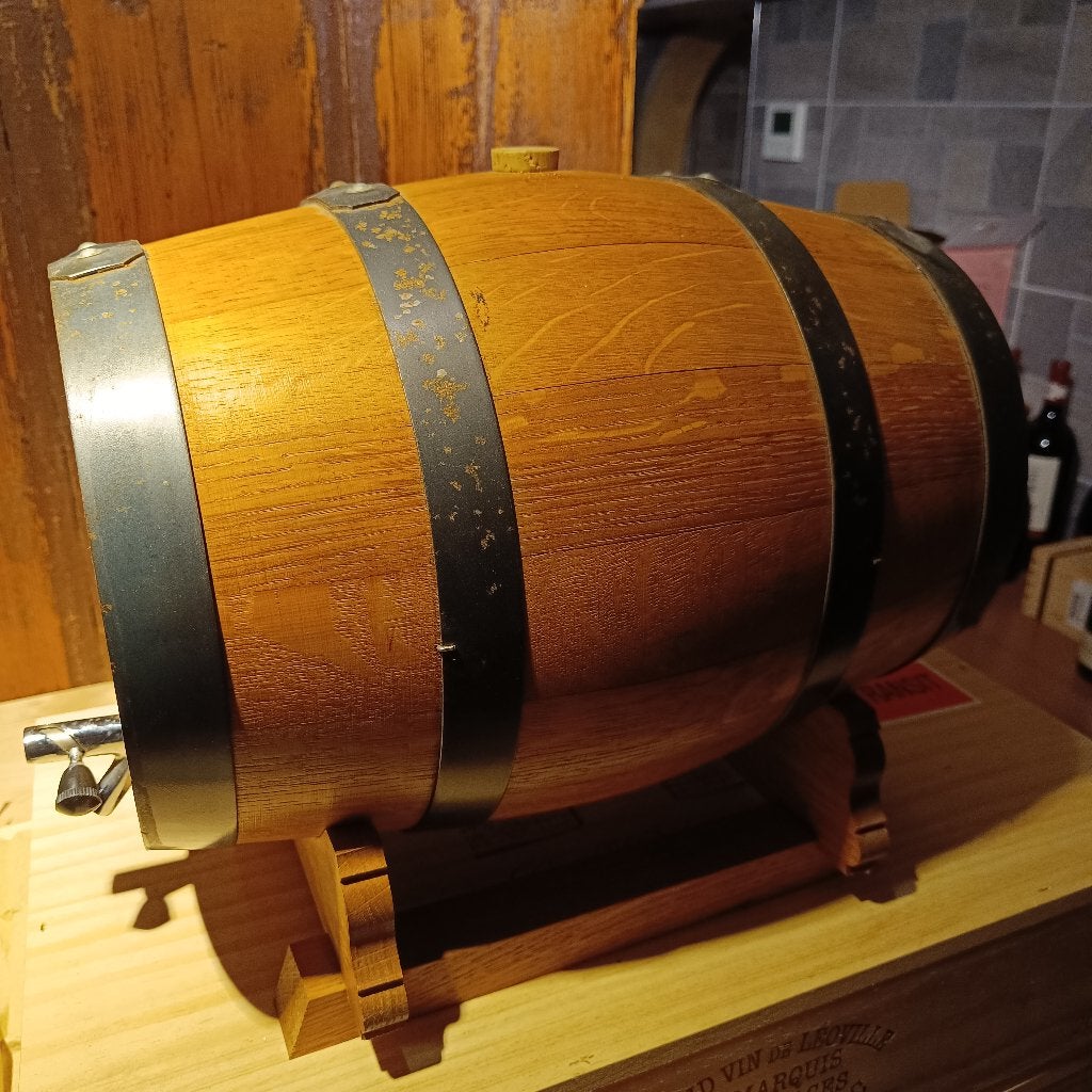 Tonneau à boisson en bois authentique avec robinet + support, Enlèvement ou Envoi