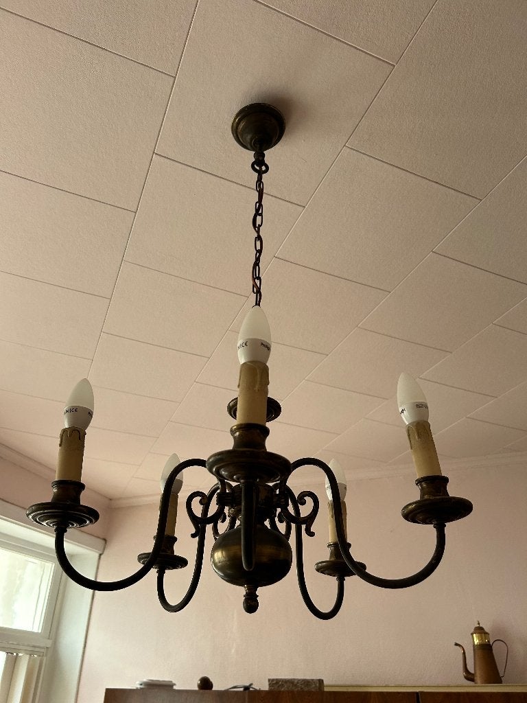 Kroonluchters, Huis en Inrichting, Lampen | Kroonluchters, Ophalen, Gebruikt, E27 (groot), Rustique