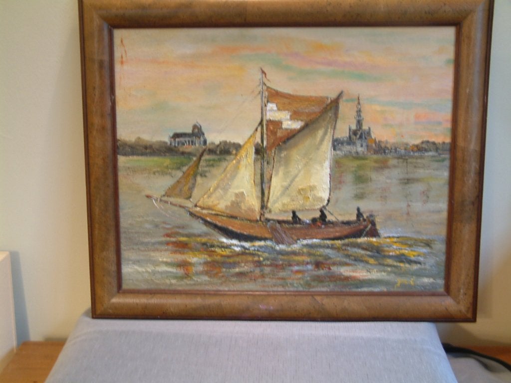 peintures anciennes à la voile de Jac Caljouw Arnemuiden, Enlèvement ou Envoi, Maritime / eau, Signé, Peinture à l'huile