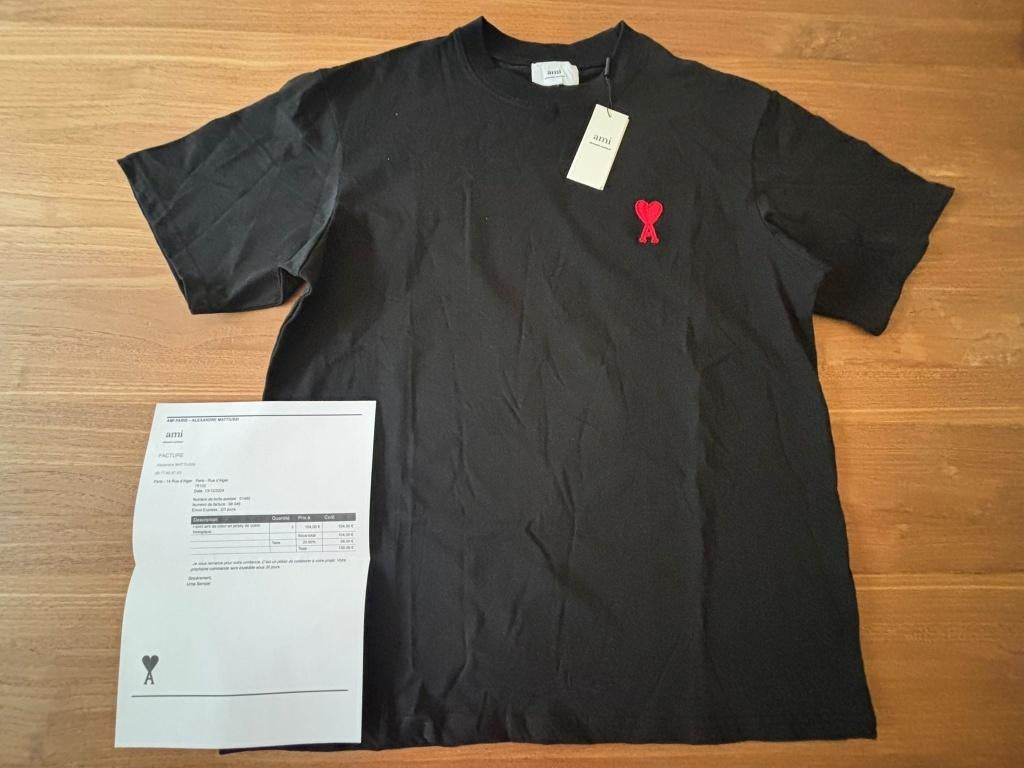 T-shirt AMI Paris – neuf, avec étiquettes et facture, Enlèvement ou Envoi, Ami Paris, Noir, Taille 52/54 (L)