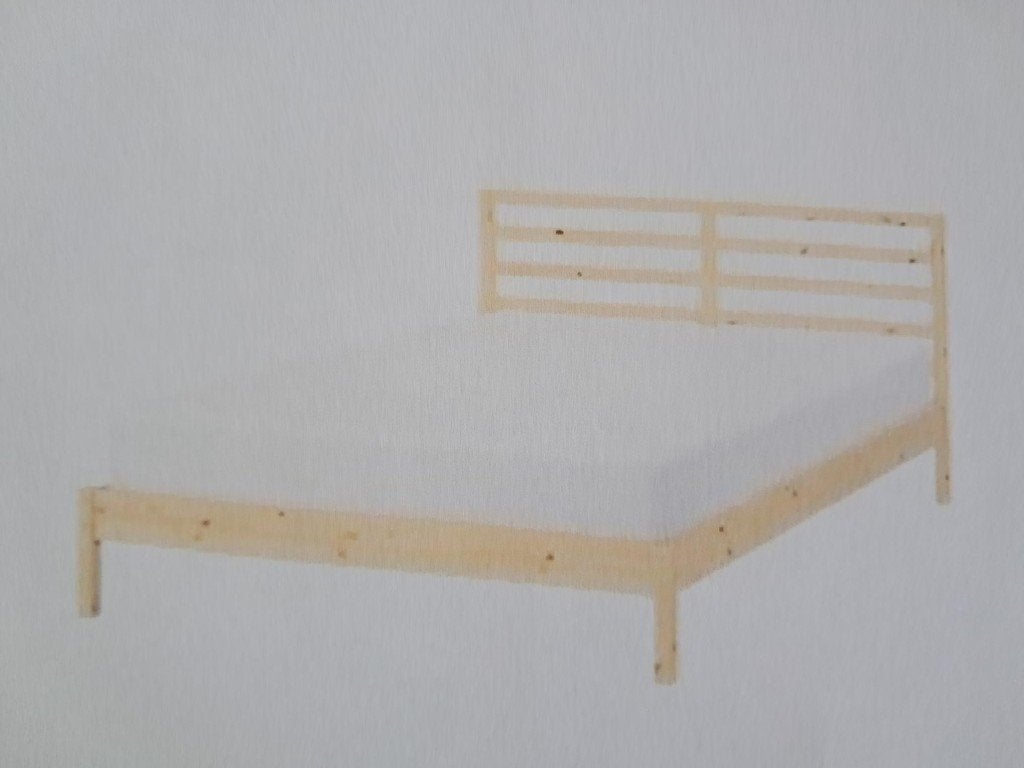 Houten Bed TARVA 1,40m/2m + lattenbodem +  matras (Ikea), Huis en Inrichting, Ophalen, Bruin, Grenen, 140 cm