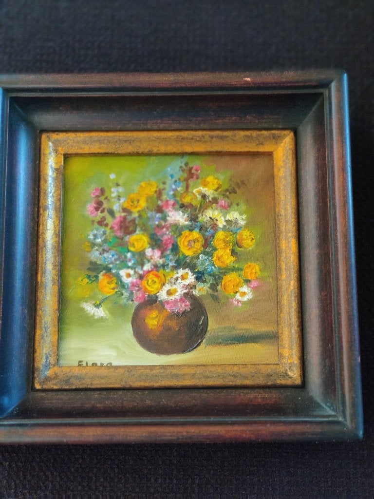Schilderij vaas met bloemen, Ophalen, Gesigneerd, Bloemen