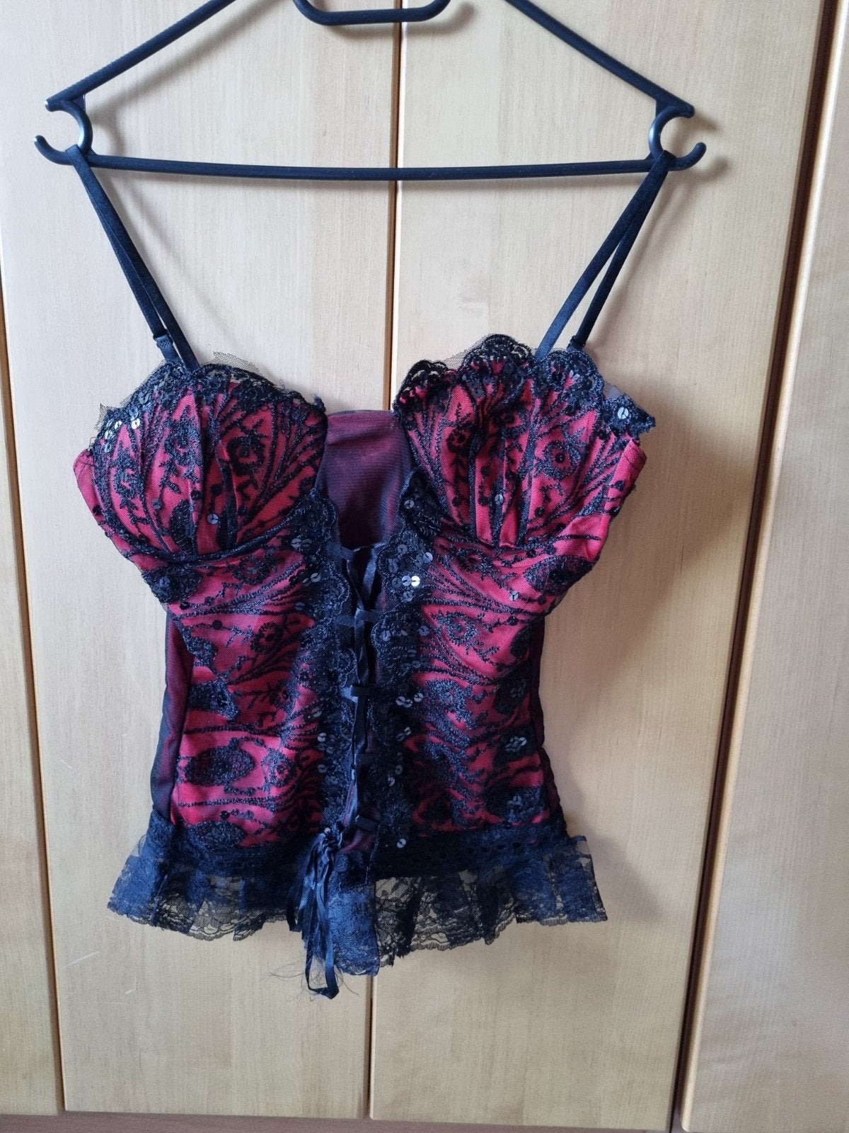 Kanten topje zwart rood maat S 36, Kleding | Dames, Topjes, Ophalen, Rood