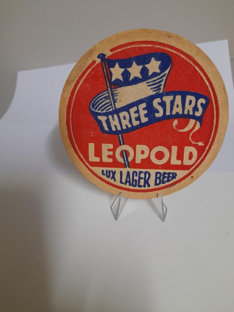 Oud bierviltje three stars leopold dikte 5cm, Verzamelen, Ophalen of Verzenden