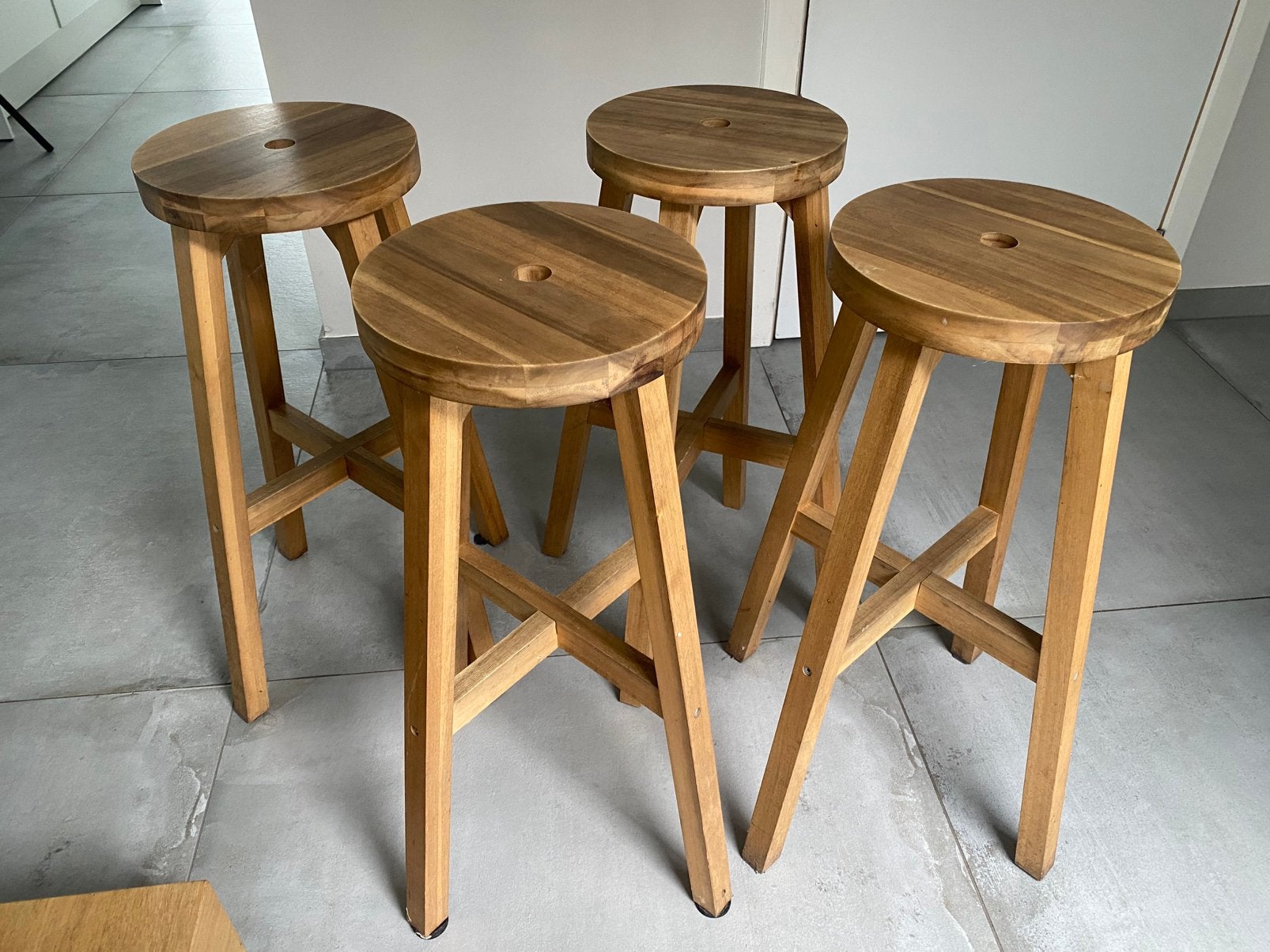 Houten barkrukken 4 stuks, Huis en Inrichting, Ophalen, Gebruikt, Hout