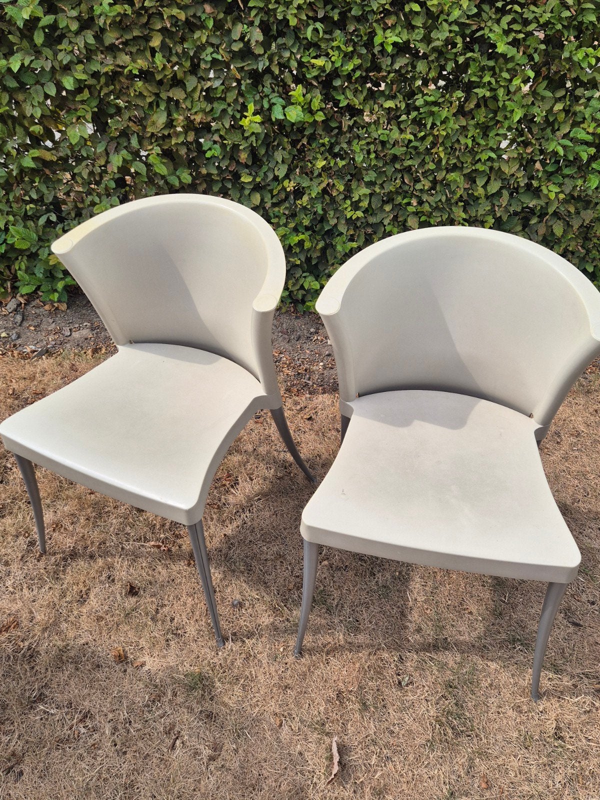 6 design stoelen (tuin of binnen) merk Paco Capdell - taupe, Huis en Inrichting, Stoelen, Ophalen, Kunststof, Gebruikt, Overige kleuren
