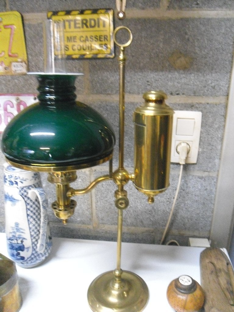 lampe d'étudiant ancienne en laiton, Antiquités & Art, Enlèvement ou Envoi, Bronze