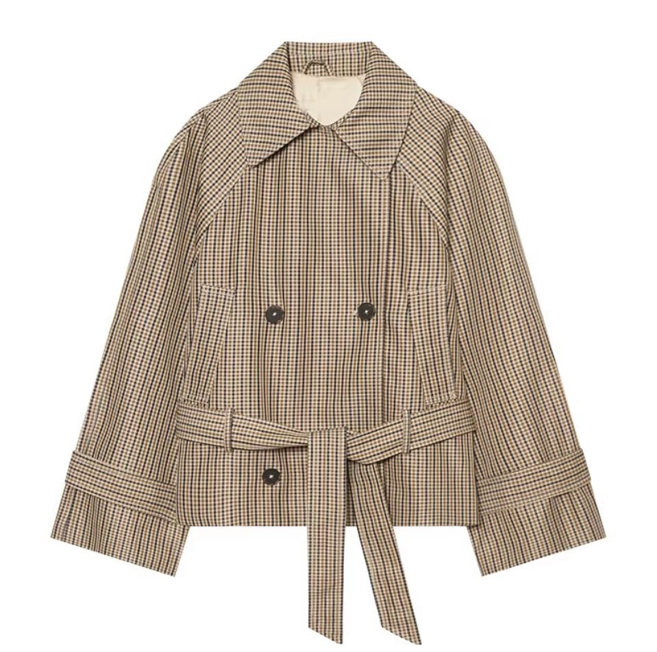 Veste double boutonnage à carreaux, Ophalen of Verzenden, Nieuw, Maat 36 (S), Beige