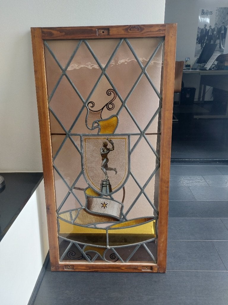 Ramen met Loodglas Stad Antwerpen, Doe-het-zelf en Bouw, Glas en Ramen, Ophalen, Gebruikt, Minder dan 80 cm, Glas in lood