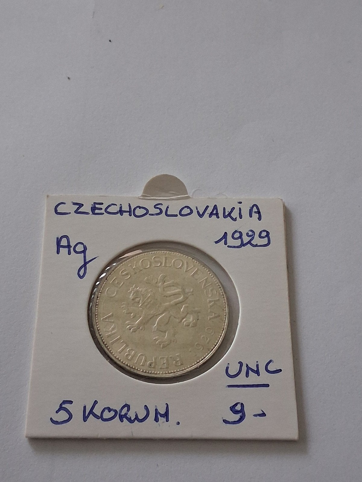 czechoslowakije 5 korun 1929 AG UNC GERESERVEERD, Ophalen of Verzenden