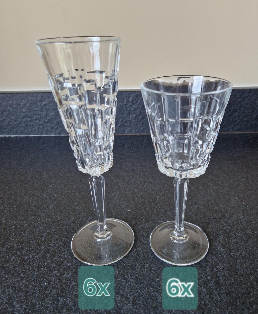 Kristallen champagne en wijnglazen, Antiek en Kunst, Ophalen